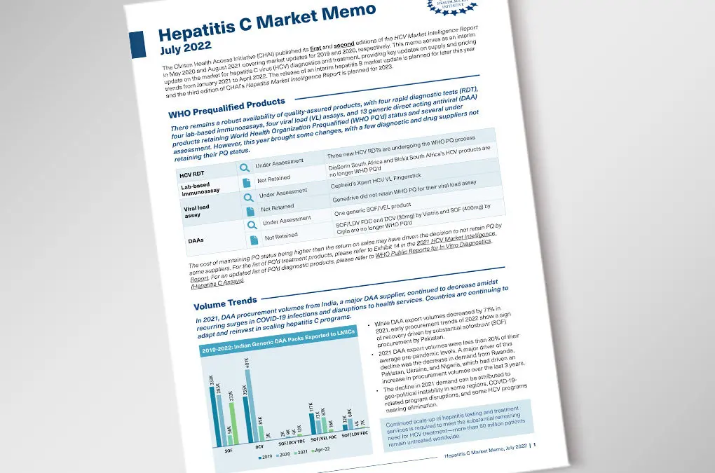 CHAI releases the 2022 Hepatitis C Market Memo