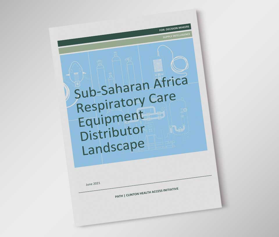 The cover of the report reads Sub-Saharan Africa Respiratory Care Equipment Distribution Landscape.