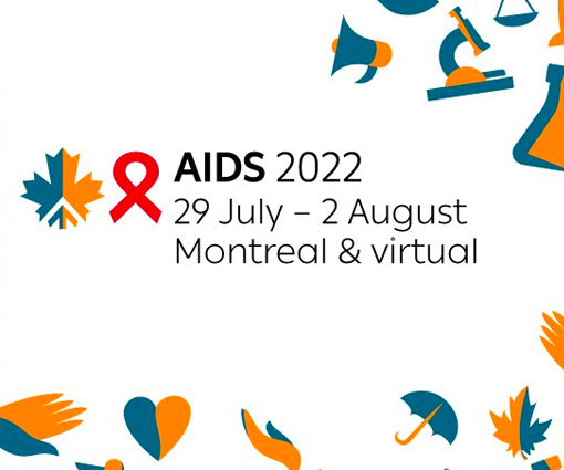 Text on graphic reads: AIDS 2022 29 July - 2 August Montreal and Virtual 2.