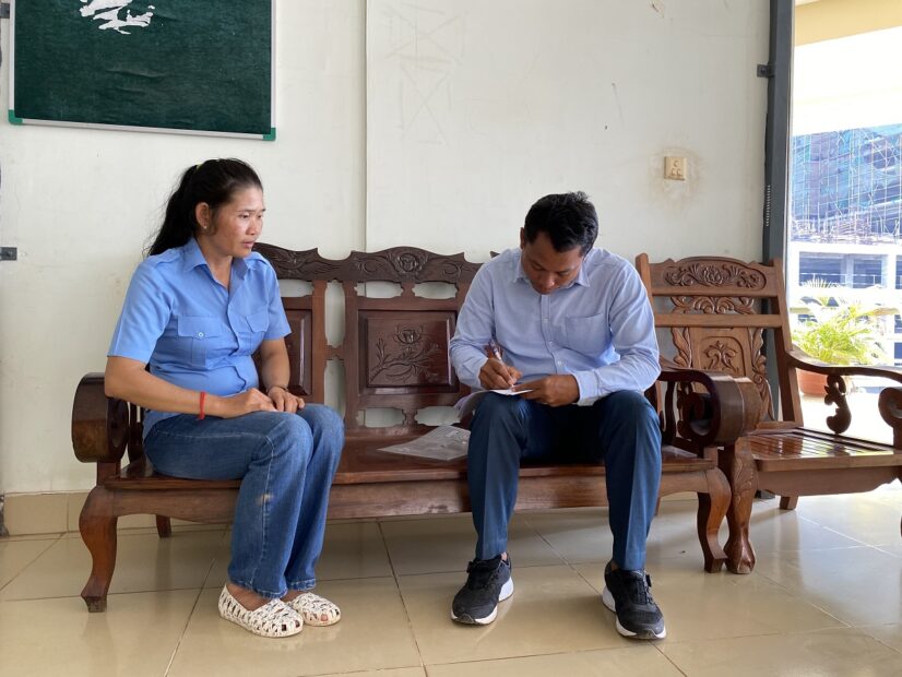Midwife at Krang Ampil Health Center, Cambodia is interviewed by CHAI staff about NCD and eye health screening