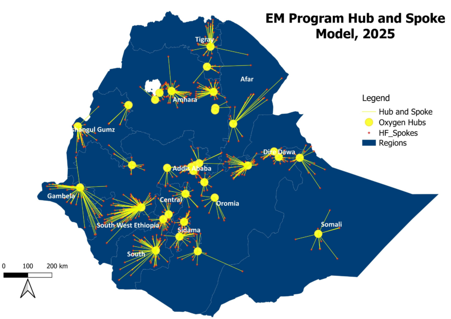 Hub and spokes map