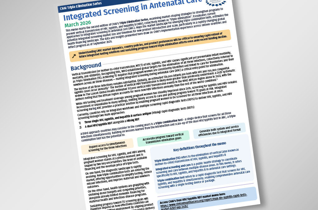Market Memo: Integrated screening for triple elimination of HIV, syphilis, and hepatitis B