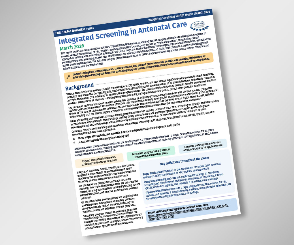 Market Memo: Integrated screening for triple elimination of HIV, syphilis, and hepatitis B